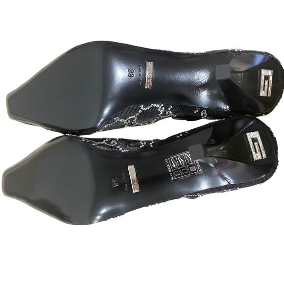 Gucci Demi Crystal GG Logo Mesh Pointed Toe Ankle Boot Black 85mm - Picture 12 of 13